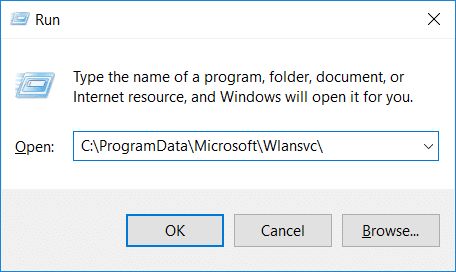 Navigate to Wlansv folder using run command