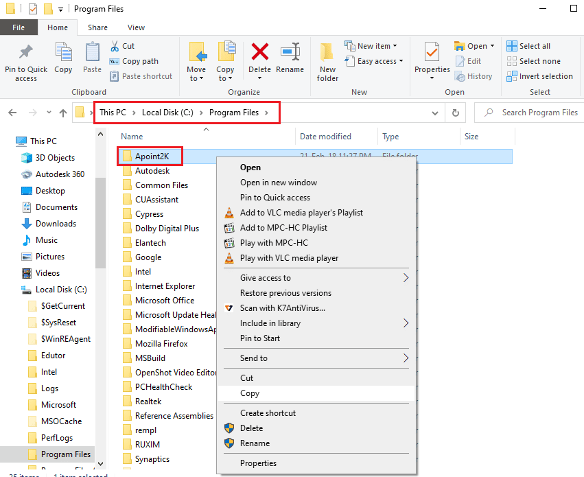 Navigate to the Apoint2K folder. Fix Alps SetMouseMonitor Error in Windows 10