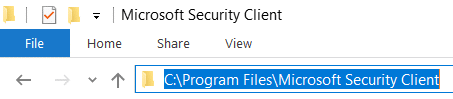 导航到 Program Files 中的 Microsoft Security Client 文件夹