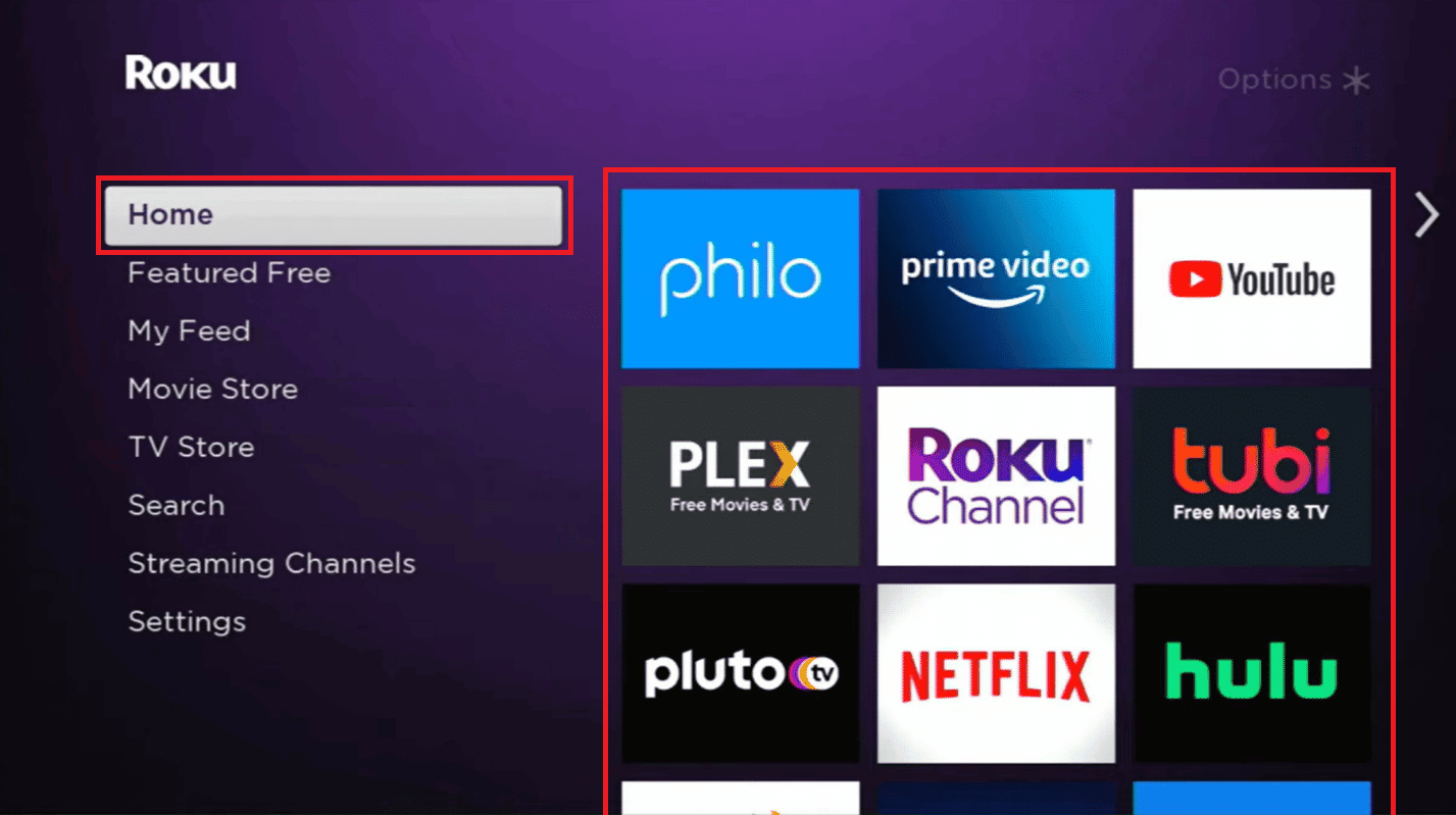 Navigate to the Roku Home screen on your TV