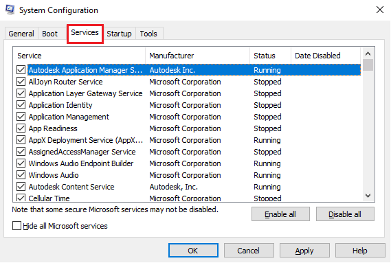 Navigate to the Services tab and uncheck the Alps SMBus Monitor Service. Fix Alps SetMouseMonitor Error in Windows 10