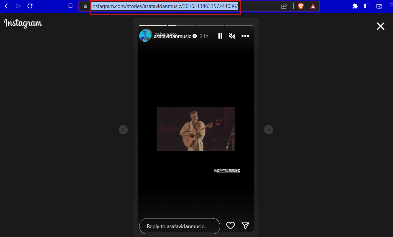 Navigate to the desired IG story and copy the story link from the address bar of your browser