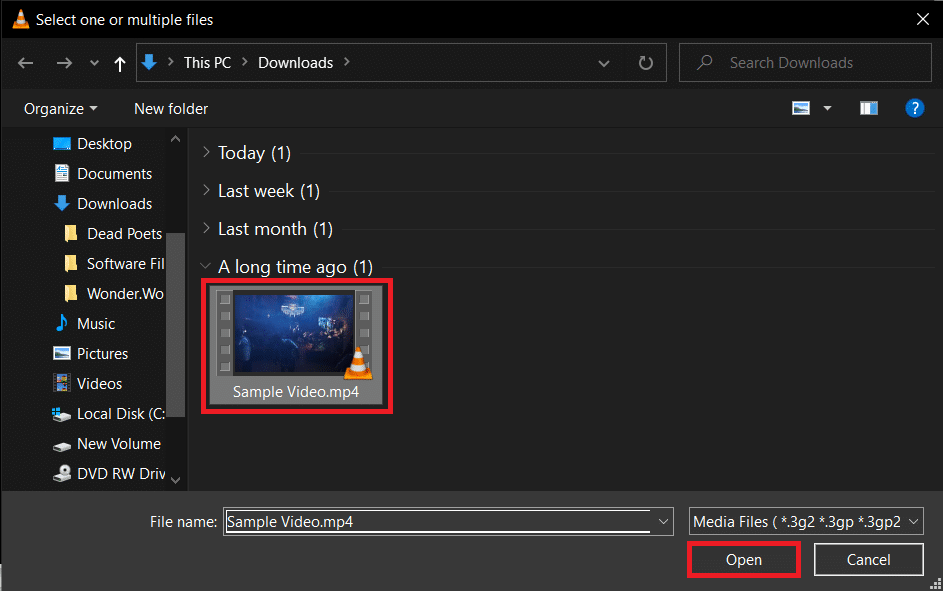 Navegue até o destino do vídeo, clique com o botão esquerdo para selecionar e pressione Enter. | Como remover o áudio do vídeo no Windows 10?