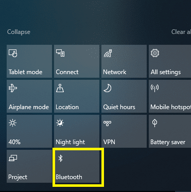 Need to click on that Bluetooth icon to turn on