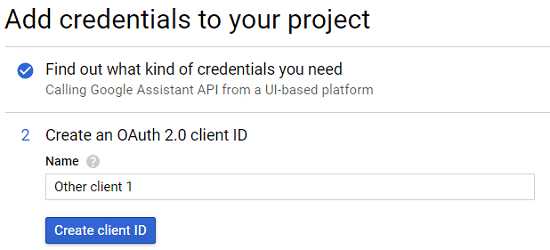 Next type the name of the Client ID and click Create Client ID