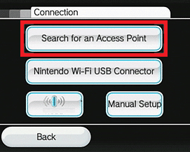 Nintendo wii settings Internet search for an access point