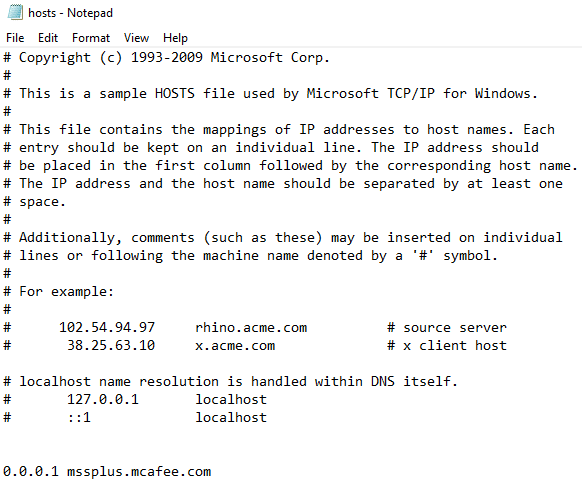 Notepad host file will open up