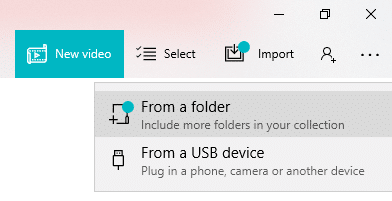 Now choose either From a folder or From a USB device under Import