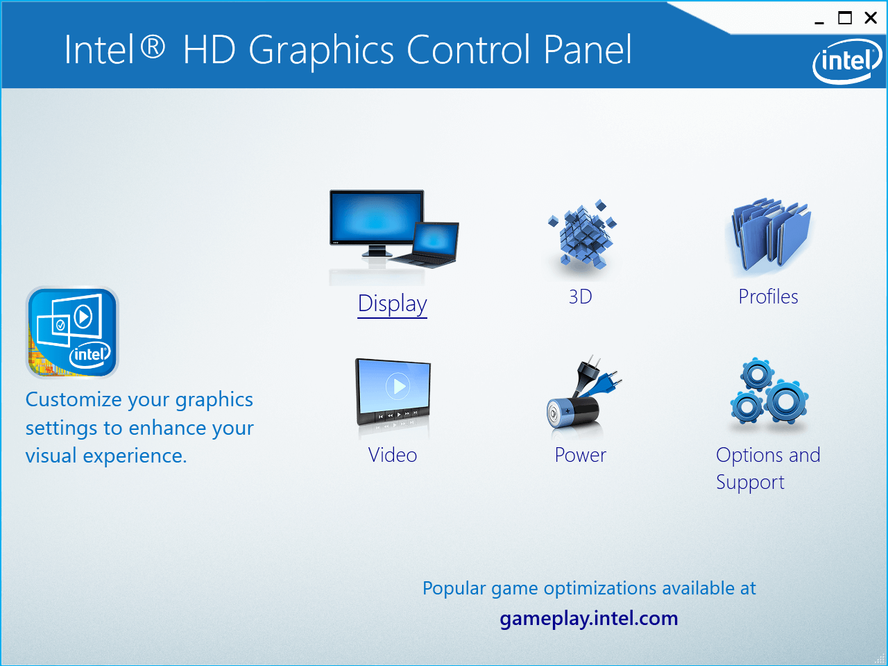 اکنون از کنترل پنل Intel HD Graphics بر روی Display کلیک کنید. نحوه استفاده از GPU اختصاصی به جای یکپارچه