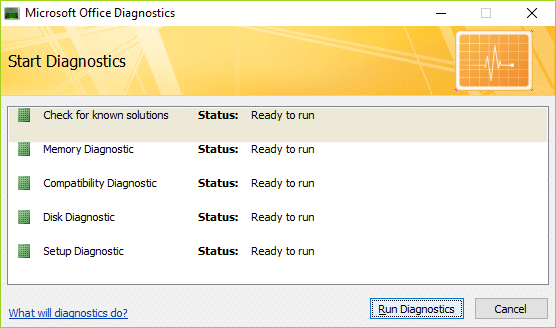 Now click on Run Diagnostics in order to Start it