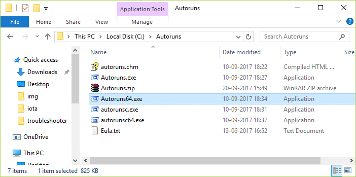 Теперь дважды щелкните файл autoruns.exe, чтобы запустить программу.