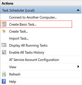 Now from the right-hand window under Actions click on Create Basic Task
