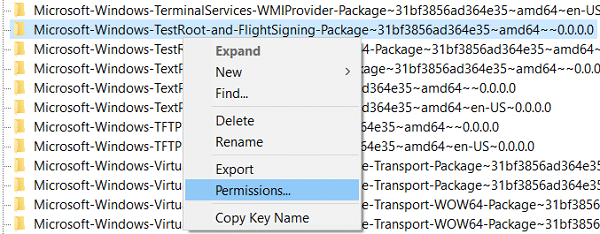 Now right-click on the registry keys then select Permissions