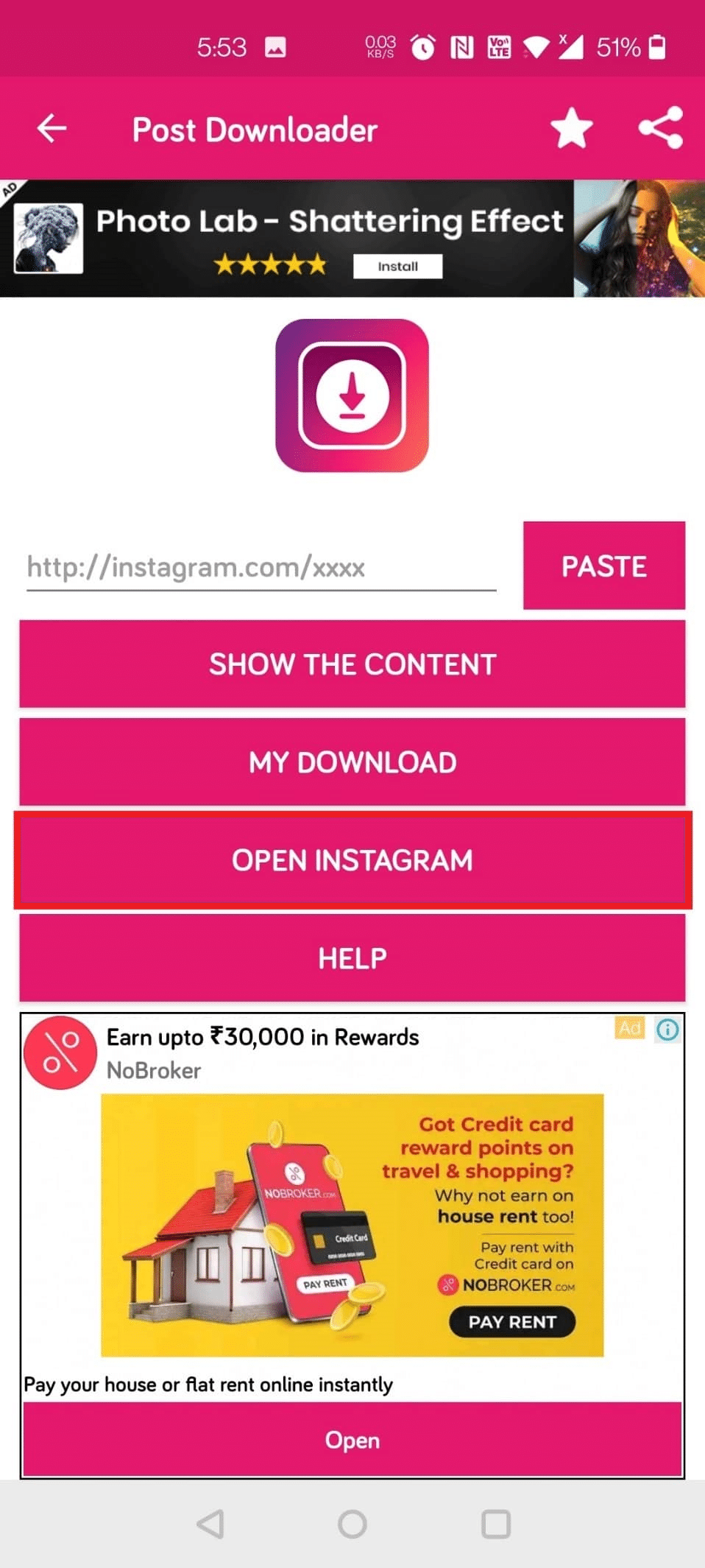 Now, tap on Open Instagram