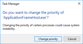 Now the confirm dialogue box will open, simply click on Change priority