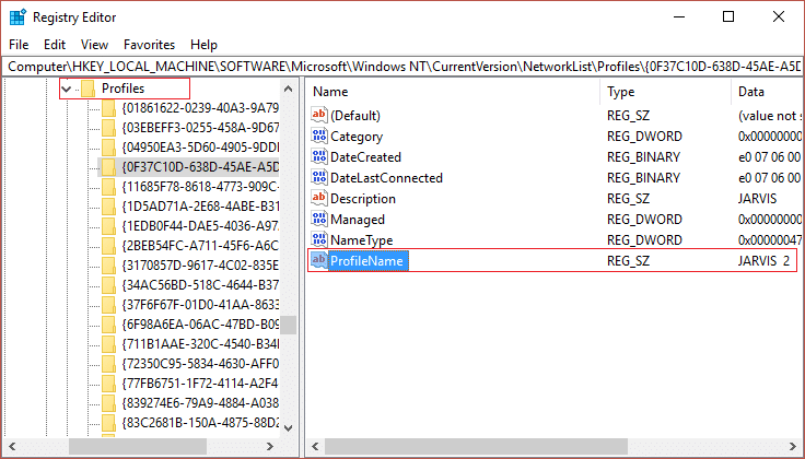 Now under Profiles there would be many subkeys, you need to find your current network connection