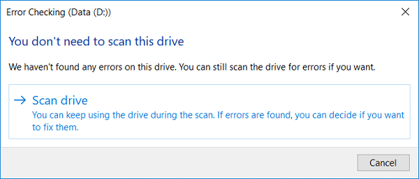 Now you can Scan drive or Repair drive (if errors are found)