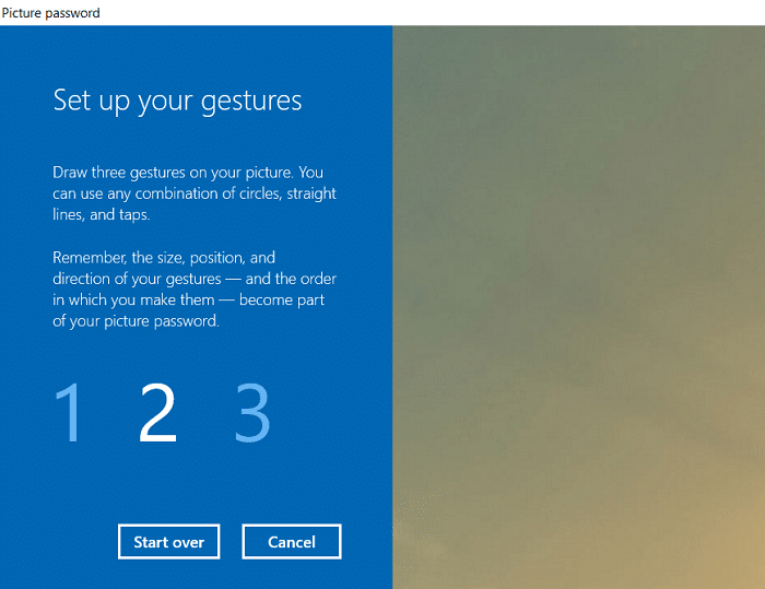 Теперь вам нужно один за другим нарисовать на картинке три жеста | Как добавить графический пароль в Windows 10