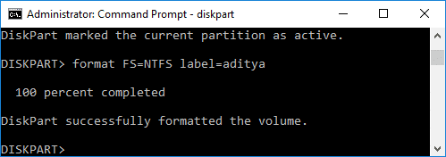 Now you need to format the partition as NTFS and set a label