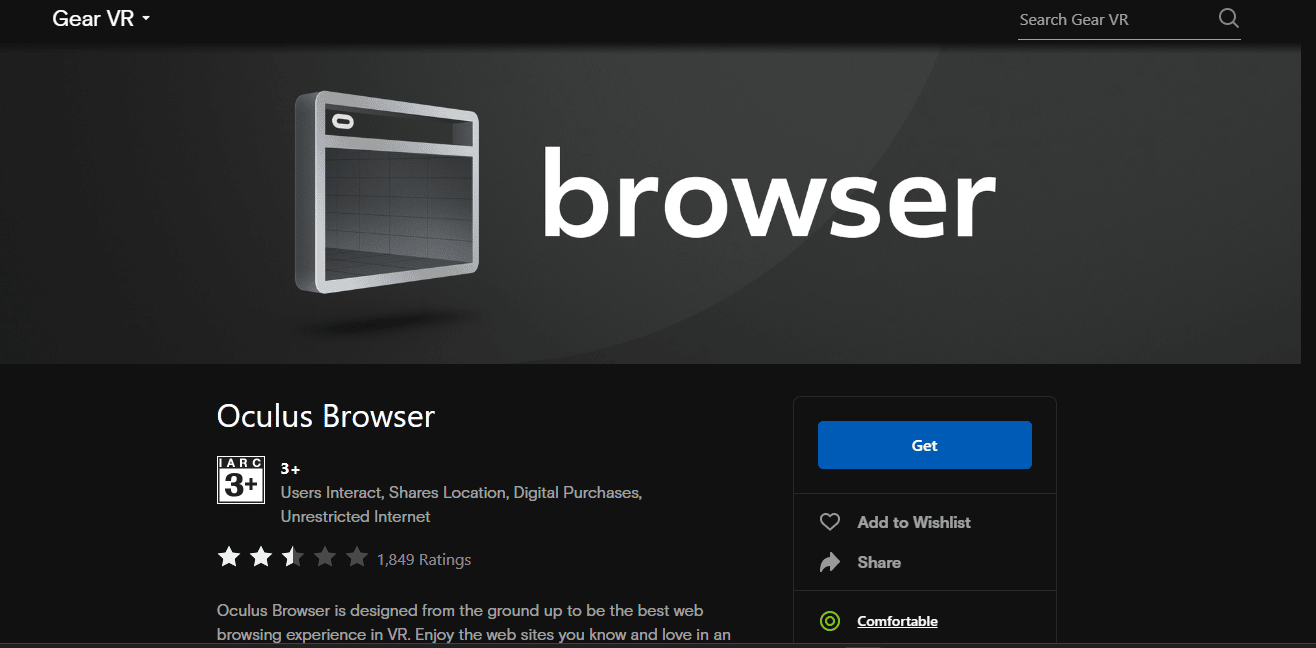 Oculus browser website
