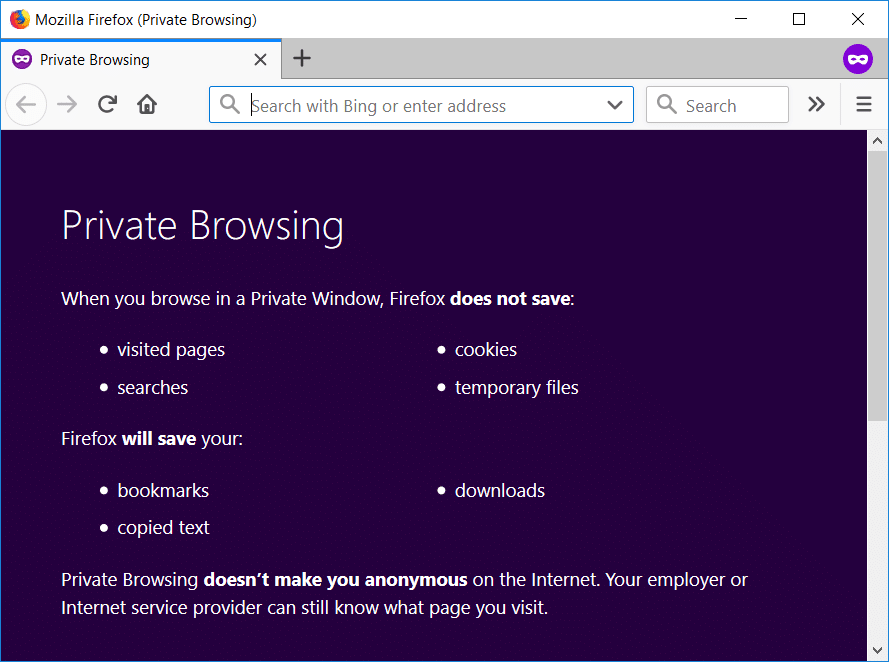 On Firefox press Ctrl+Shift+P to open Private Browsing window