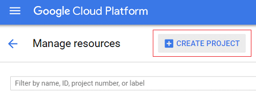 Na spletnem mestu Google Cloud Platform Console kliknite USTVARI PROJEKT