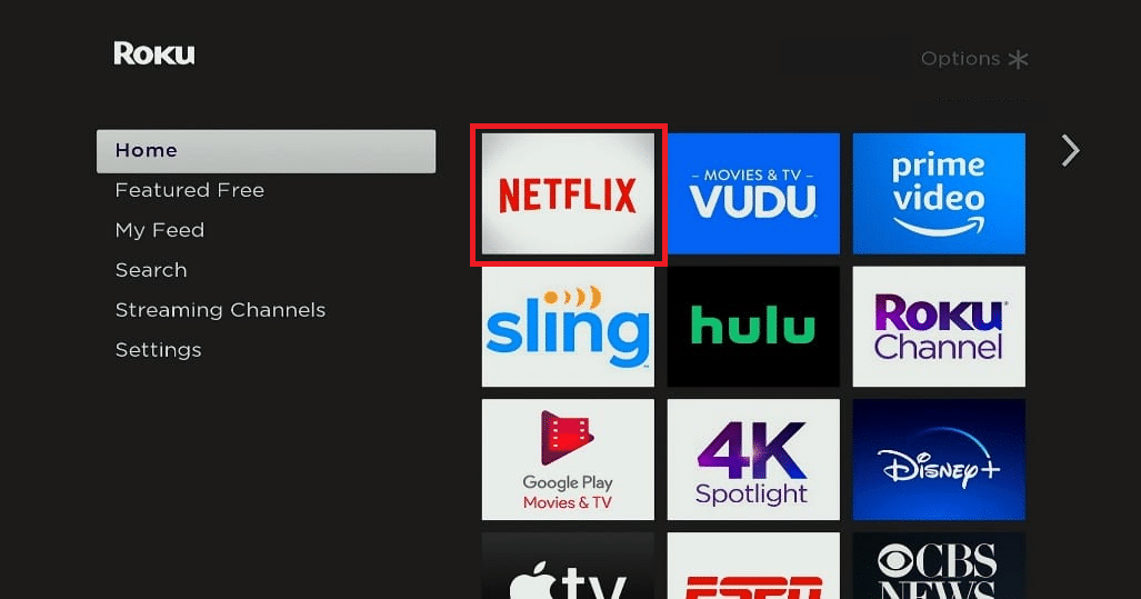 On Roku homepage, select the desired channel and press the Star button from the remote