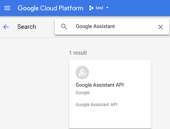 На странице библиотеки найдите Google Assistant в консоли поиска.
