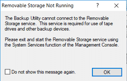 On the Popup message for Removable Storage Not Running, just click OK