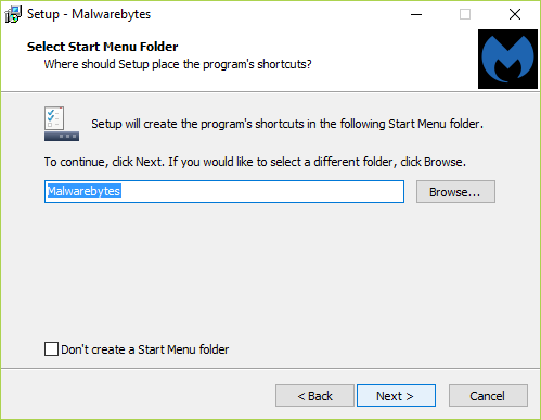 On the Select Start Menu Folder screen, click Next