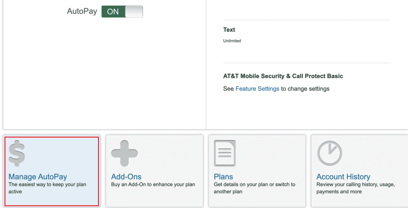 On the home page, click on Manage AutoPay | How to Cancel ATT Prepaid Plan