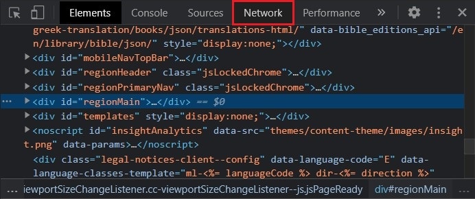 On the inspect page click on the Network panel