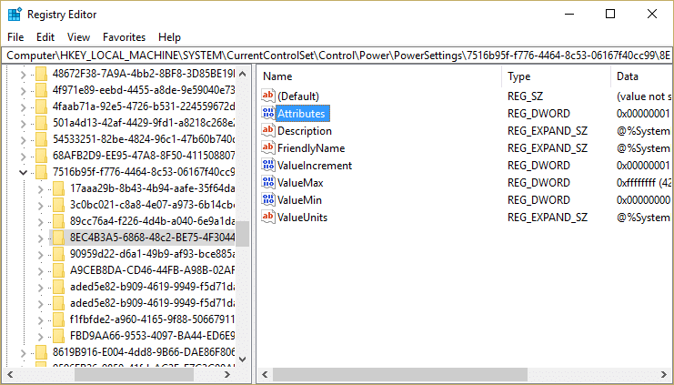 On the right-hand side window double click on Attributes DWORD