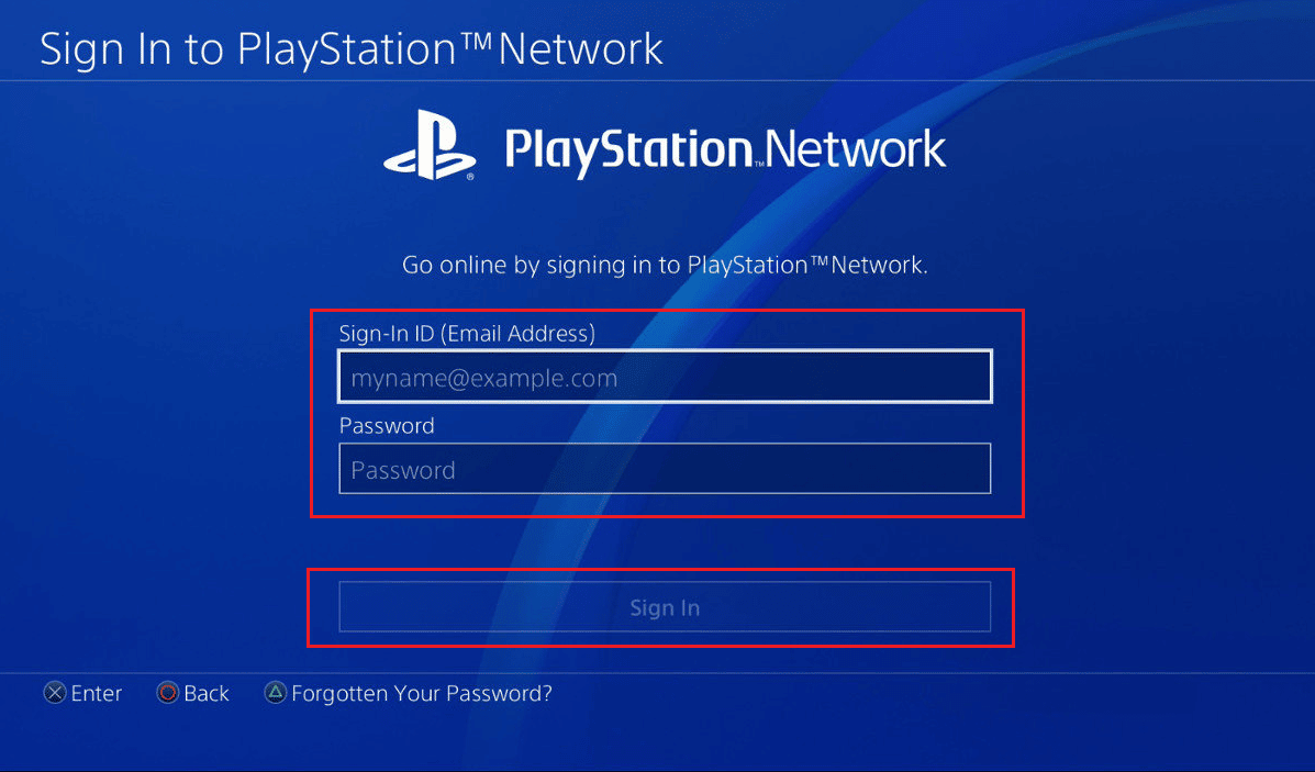 On your PS4, enter your email and password and click on Sign In | two step verification on PS4