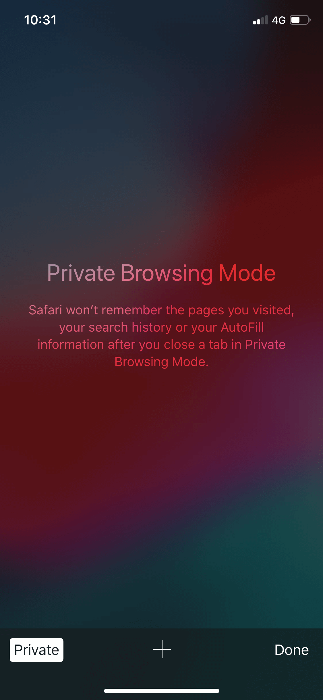 Once the private mode will be activated, the entire browsing tab will turn into grey color
