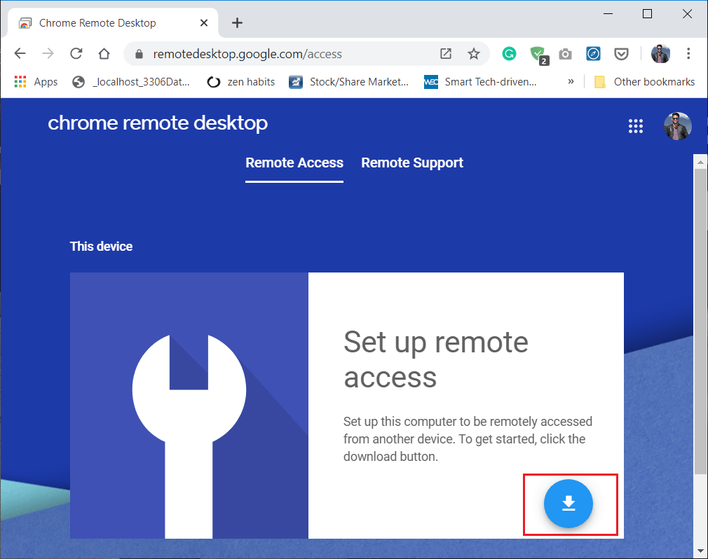 Open Chrome then navigate to remotedesktop.google.com access in the address bar