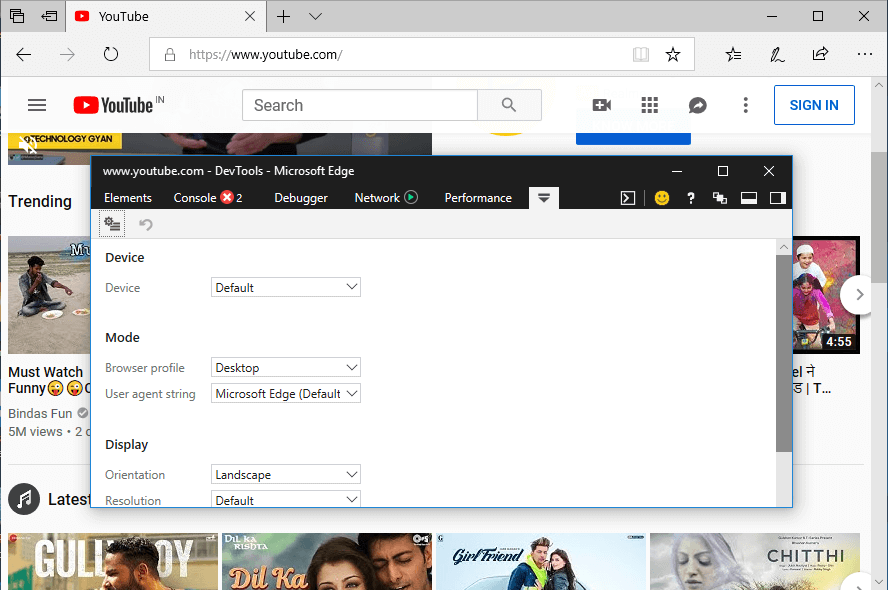 Open Developer Tools in Edge by pressing Fn + F12Open Developer Tools in Edge by pressing Fn + F12