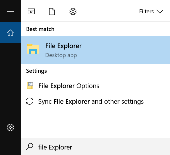 Open File Explorer using Windows Search