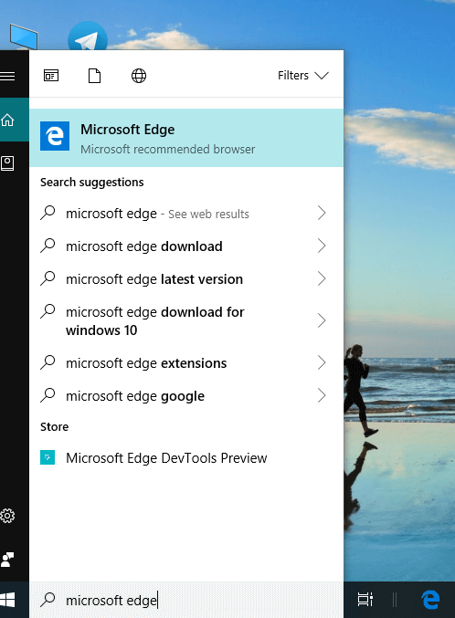 Open Microsoft Edge by searching on search bar | [GUIDE] Reset Microsoft Edge to Default Settings