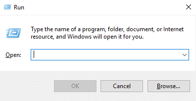 Buka kotak dialog Run dengan mengklik kekunci Windows + R