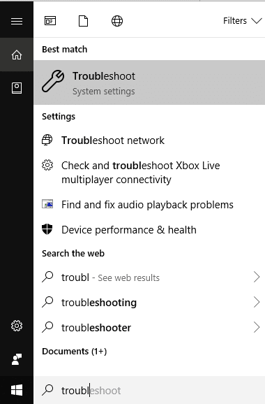 Open Troubleshoot by searching for it using search bar and can access Settings