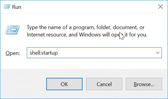 Open Users Startup Folder in Windows 10 using Run command