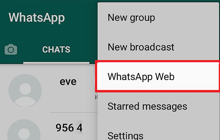 Open Whatsapp then from the Menu tap on WhatsApp Web