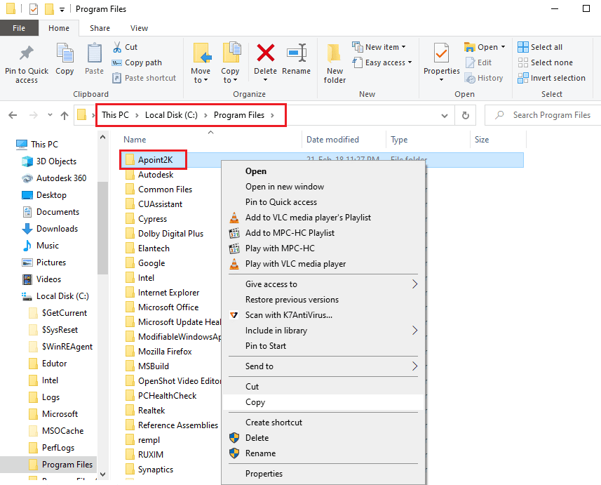 Open the Apoint2K folder by following the location path specified. Fix Alps SetMouseMonitor Error in Windows 10