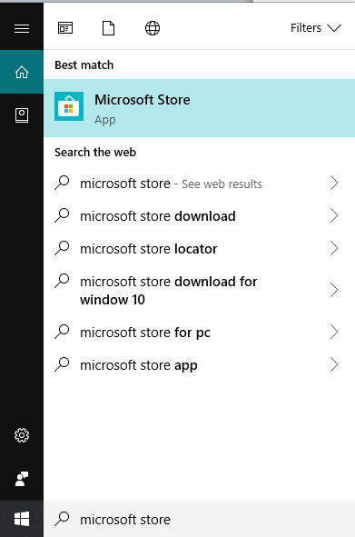 Откройте Microsoft Store, выполнив поиск с помощью панели поиска.