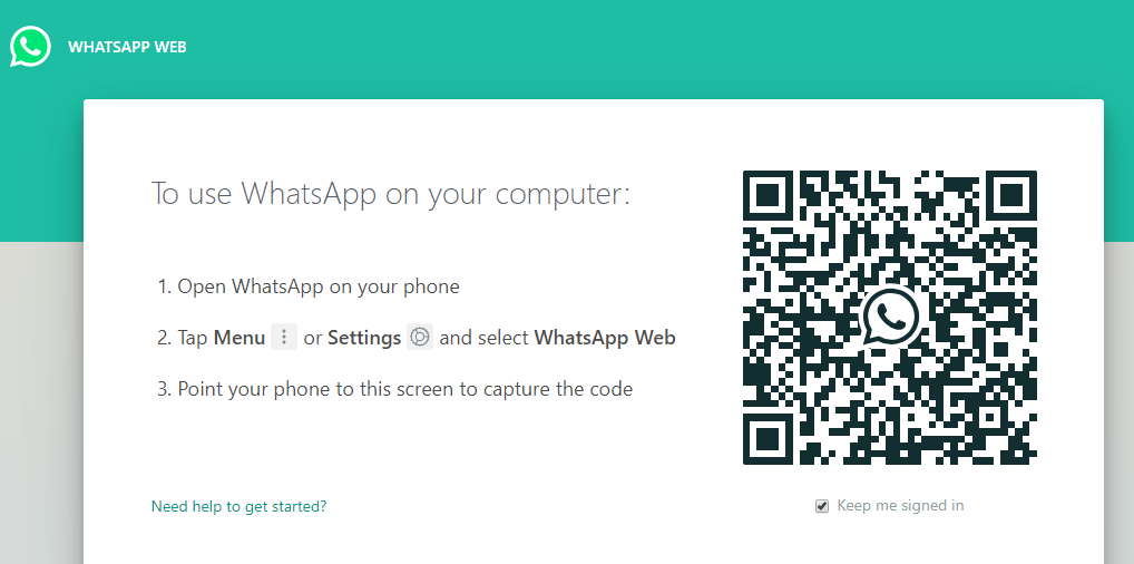 Open the WhatsApp web page | Fix Can't Connect To WhatsApp Web
