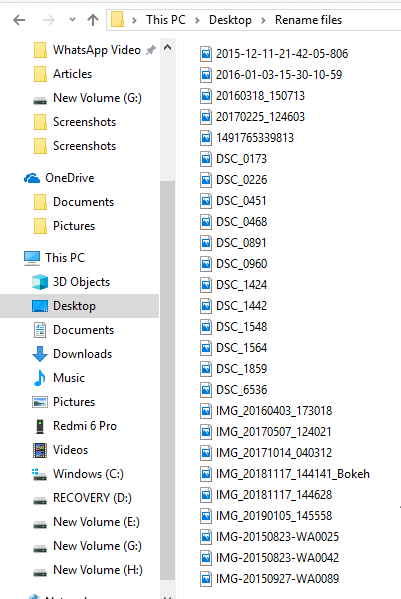 Open the folder whose files you want to rename