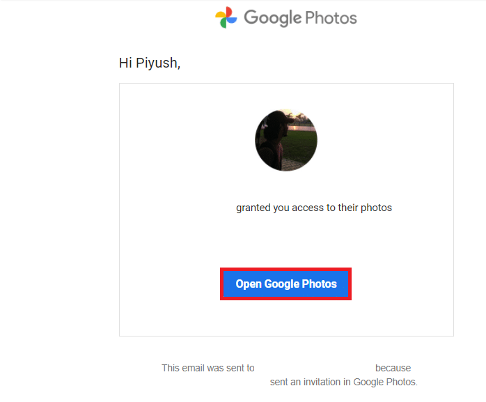 Open the invitation mail and click on Open Google Photos