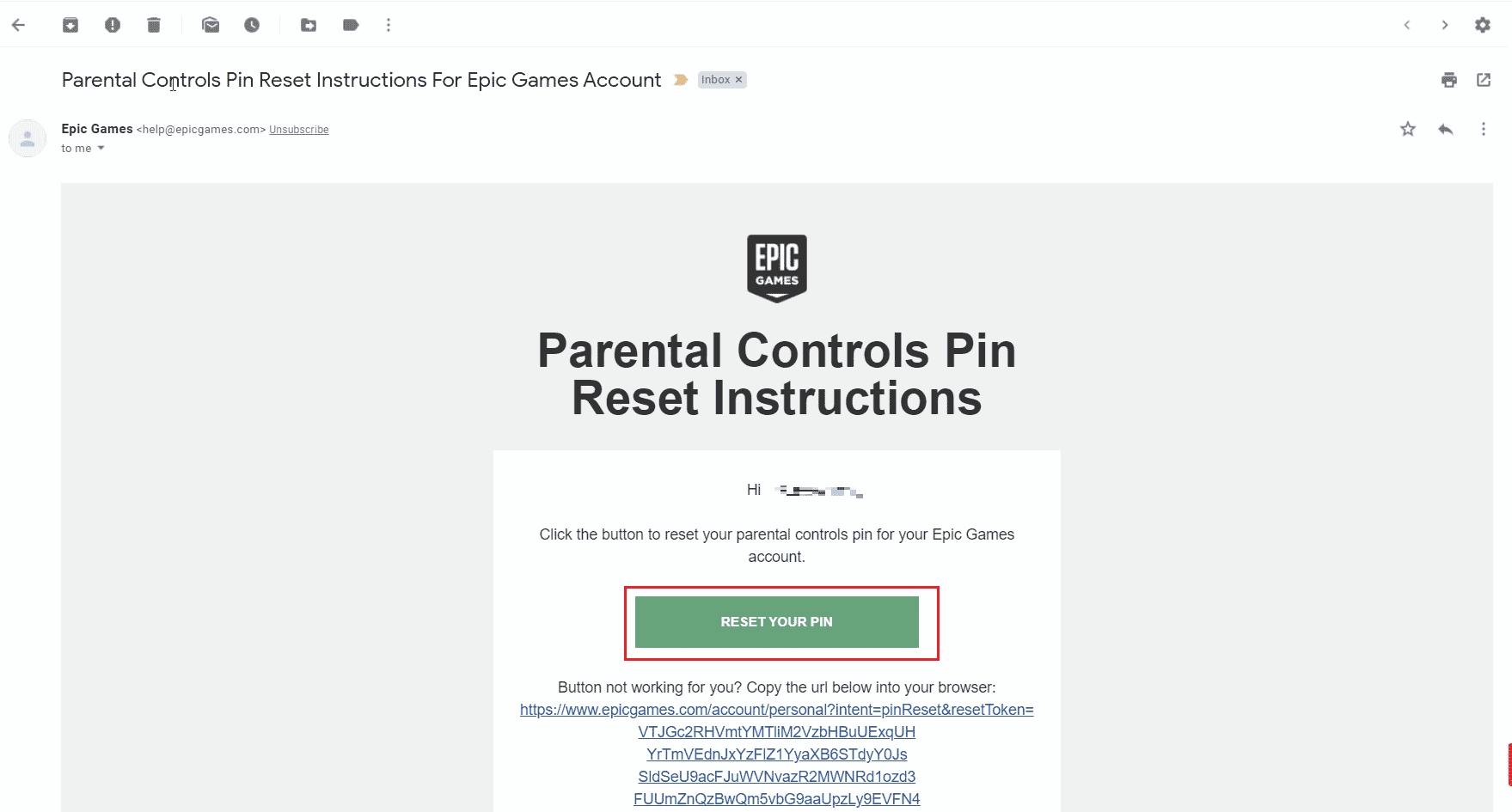 Open the mail and tap on RESET YOUR PIN sent to the registered email