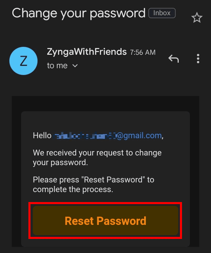 Open the received email and tap on Reset Password